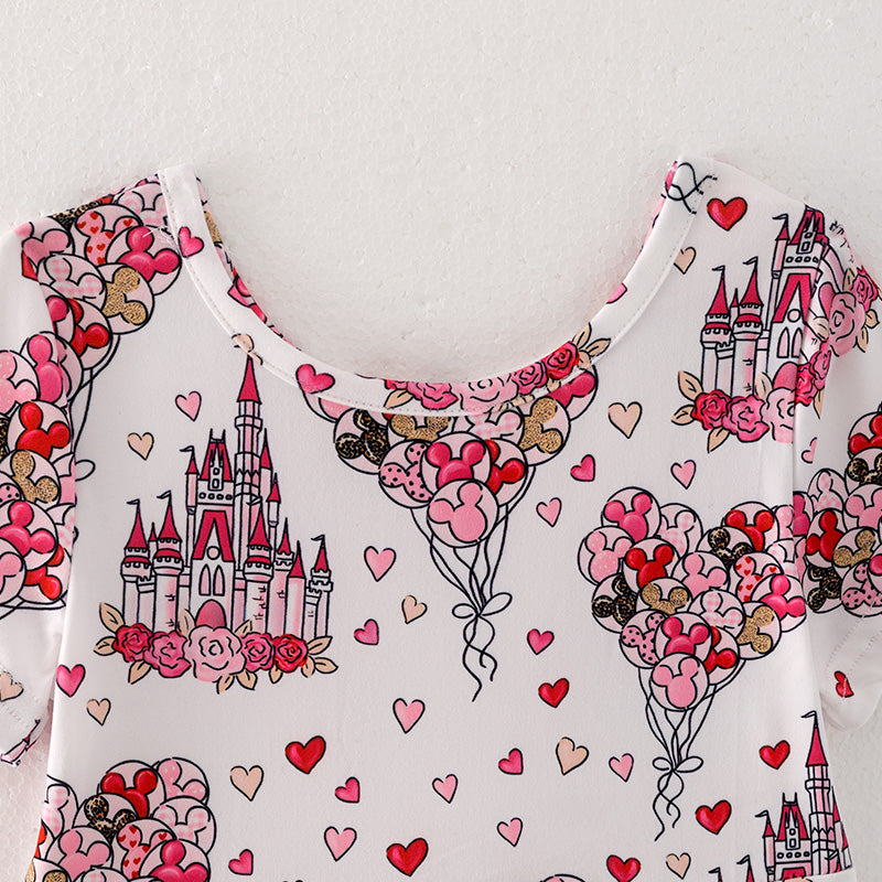 （In Stock Q8-5-2）Girls Valentine's Day Print Dress