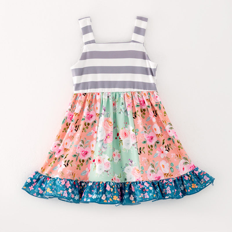 Girls Colorful Floral Print Dress