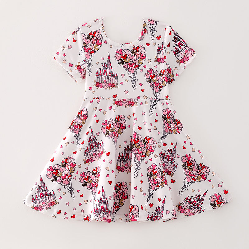 （In Stock Q8-5-2）Girls Valentine's Day Print Dress