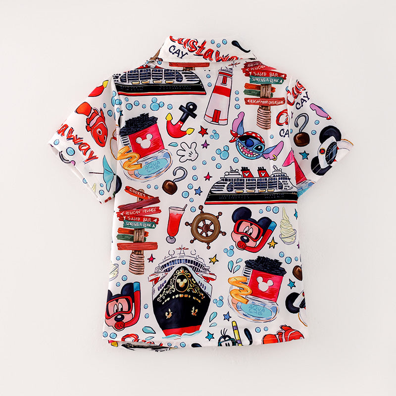 （In Stock Q8-1-2）Boys Spring Cartoon Print Shirt