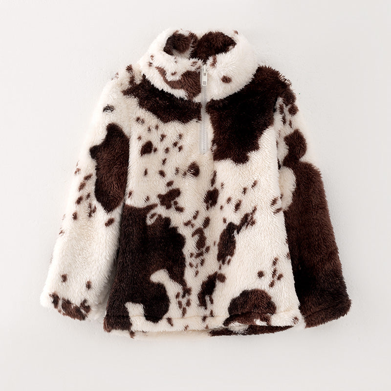 （In Stock Q7-2-2）One Pack(6 Pieces total) Mommy and Me Fall and Winter Cow Print Coat