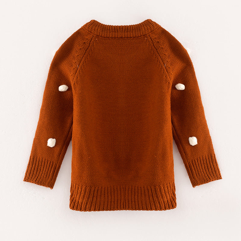 （In Stock L17-4-1）Girls Fall and Winter Brown Sweater