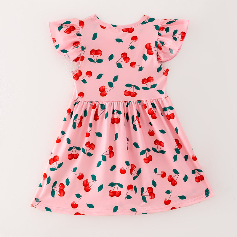 （In Stock E22-3-2）Girls Spring and Summer Cherry Print Dress