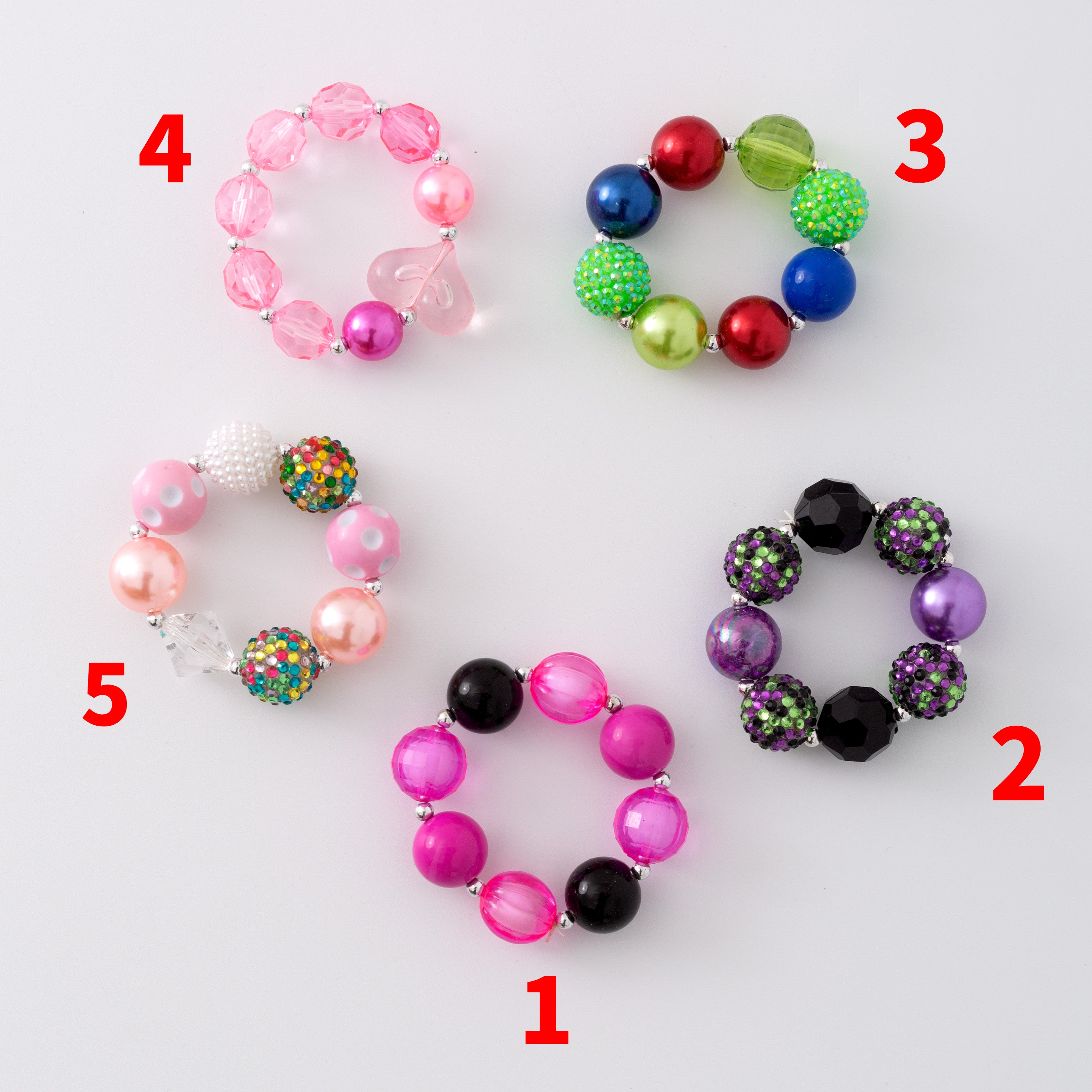 （In Stock G11）Girls Rhinestone Beaded Bracelet