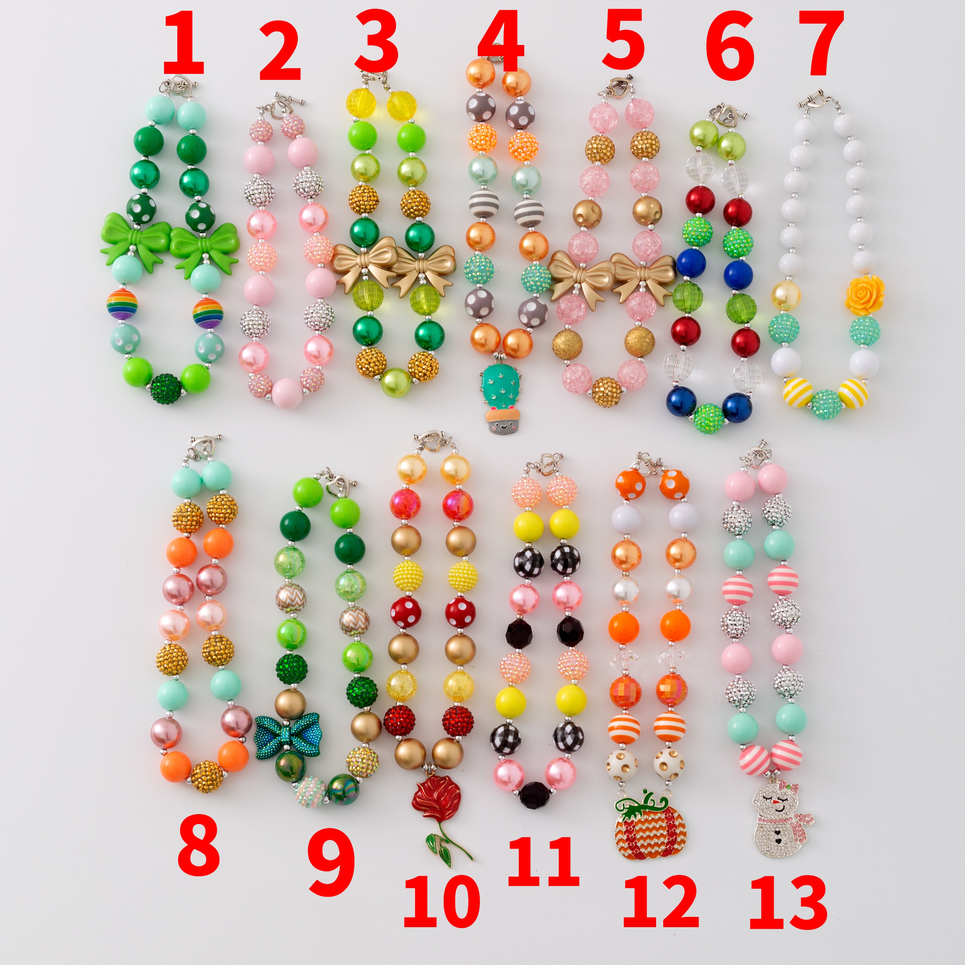 （In Stock G11）Girls Rhinestone Beaded Necklace