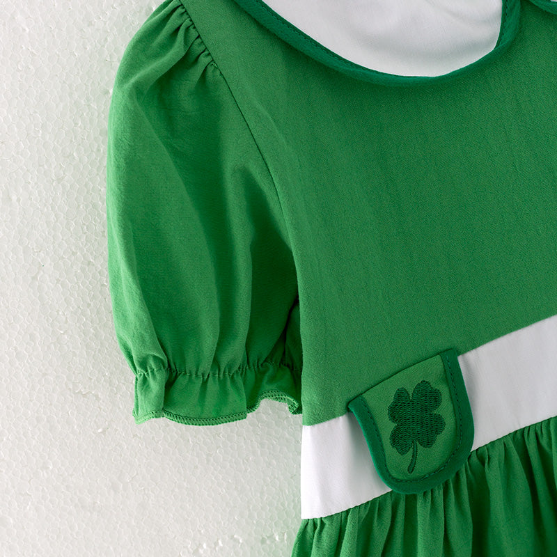 （In Stock G24-2-2）Girls St.Patrick's Day Embroidery Cotton Dress