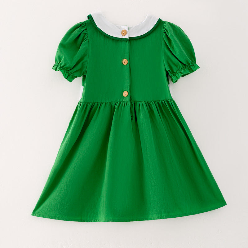 （In Stock G24-2-2）Girls St.Patrick's Day Embroidery Cotton Dress