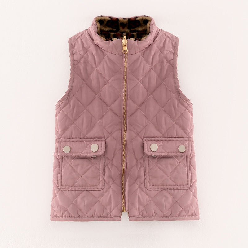 （In Stock G23-5-3 G22-5-3）Mommy and Me Smokey Pink Reversible Vest