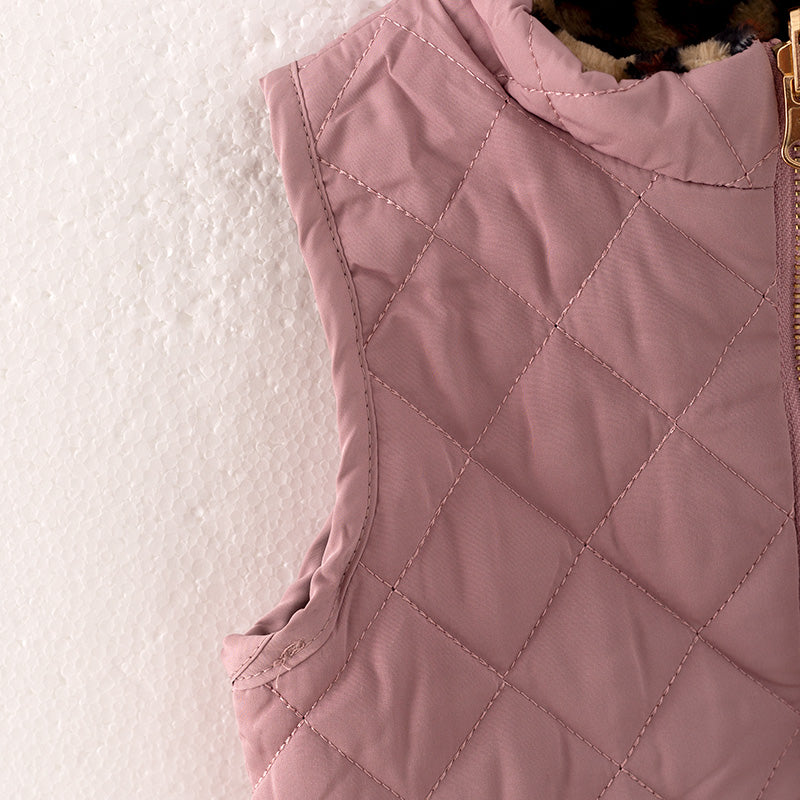 （In Stock G23-5-3 G22-5-3）Mommy and Me Smokey Pink Reversible Vest