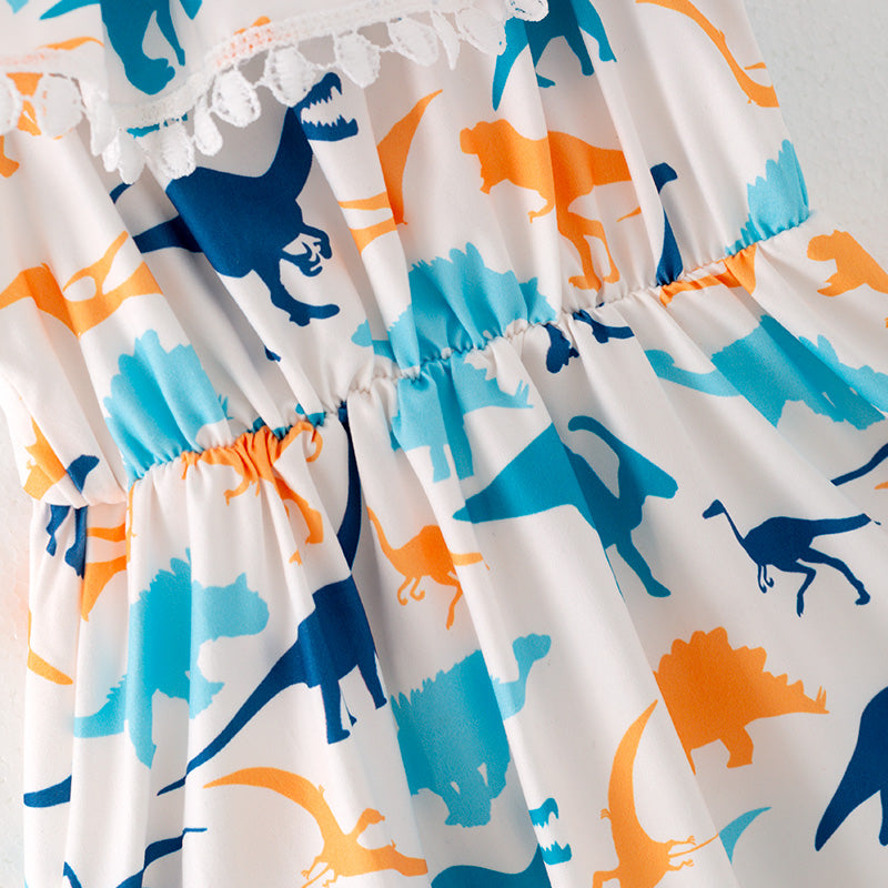 (In Stock L06-02-01)Girls Dinosaur Print Dress