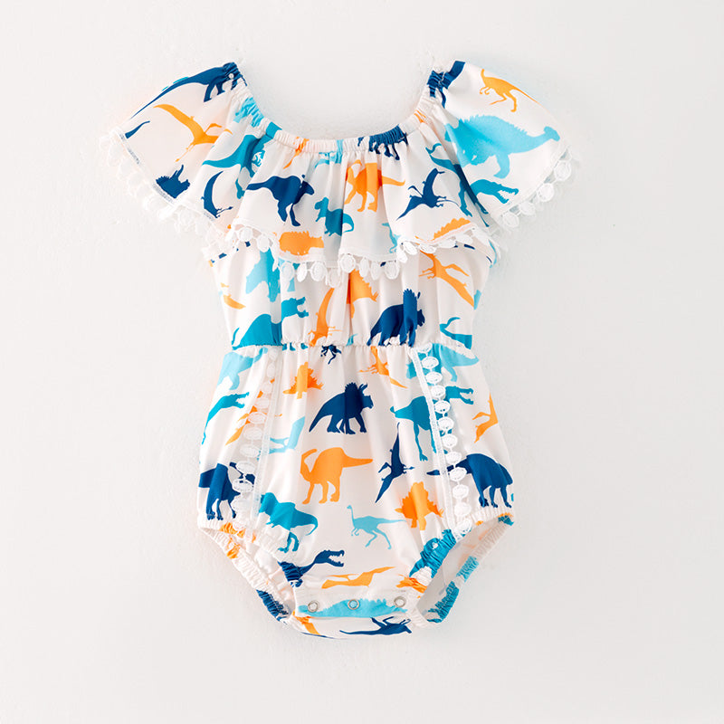 (In Stock L06-02-01)Baby Girls Dinosaur Print Romper