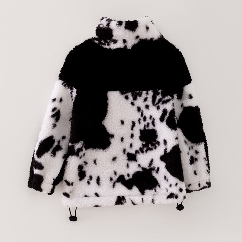 （In Stock L29-4-2）Girls Fall and Winter Cow Print Fleece Coat