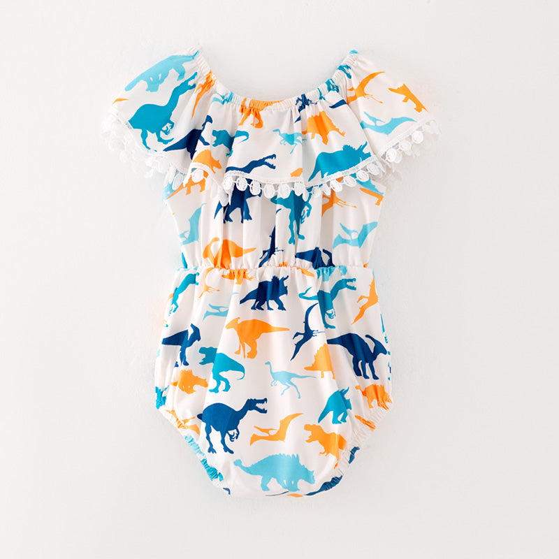 (In Stock L06-02-01)Baby Girls Dinosaur Print Romper