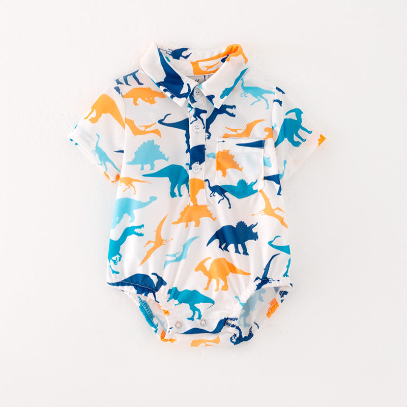 (In Stock L06-03-01)Baby Boys Dinosaur Print Romper