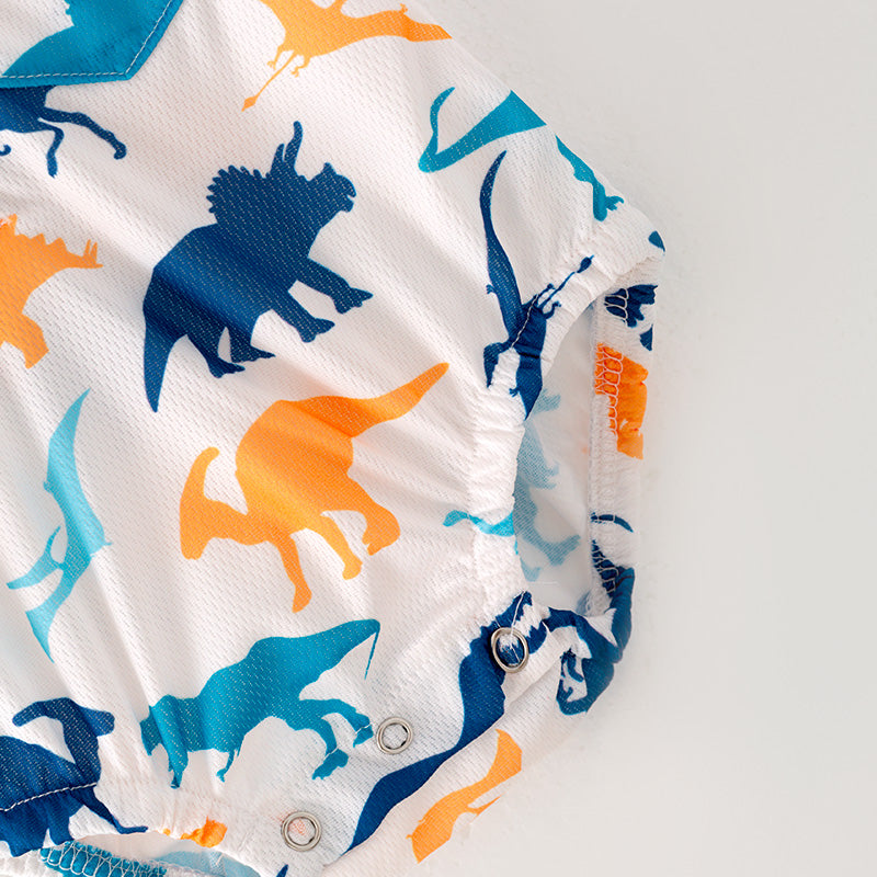 (In Stock L06-03-01)Baby Boys Dinosaur Print Romper