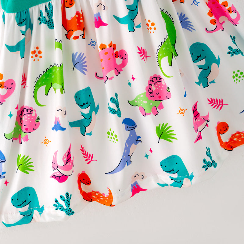 （In Stock L05-03-02）Girls Dinosaur Print Dress