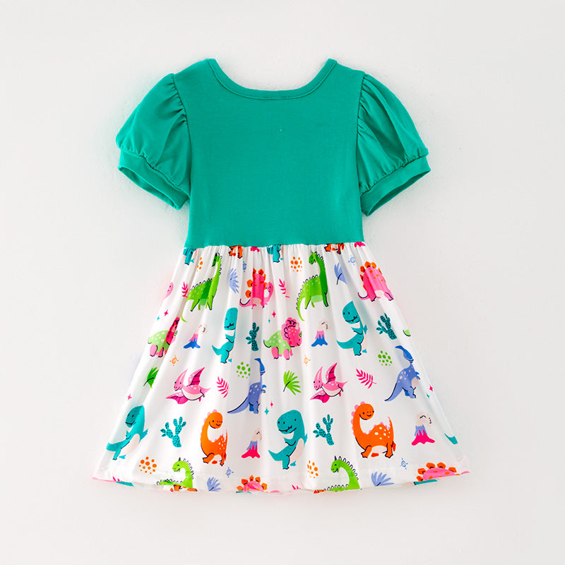 （In Stock L05-03-02）Girls Dinosaur Print Dress