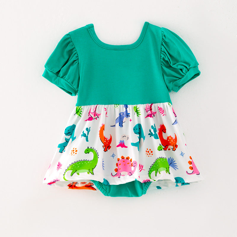 （In Stock L05-02-02）Baby Girls Dinosaur Print Romper