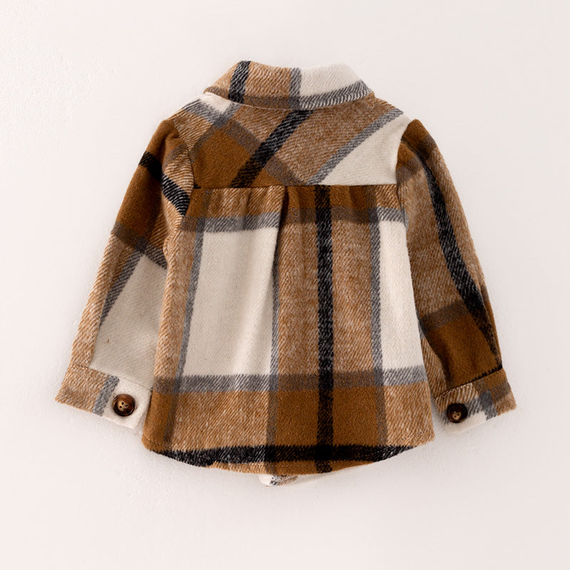 （In Stock G28-3-3 G31-3-1）Mommy and Me Fall Brown Plaid Coat