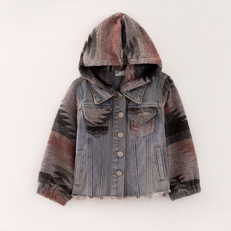 （In Stock L31-2-3 L30-3-3）Mommy and Me Fall Denim Patchwork Jacket