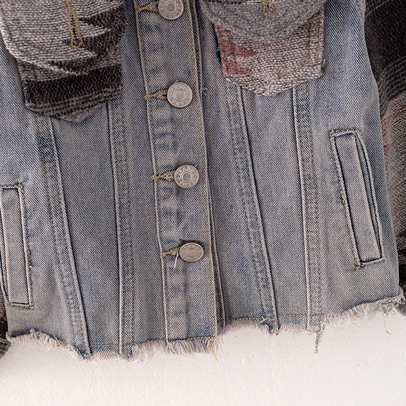 （In Stock L31-2-3 L30-3-3）Mommy and Me Fall Denim Patchwork Jacket