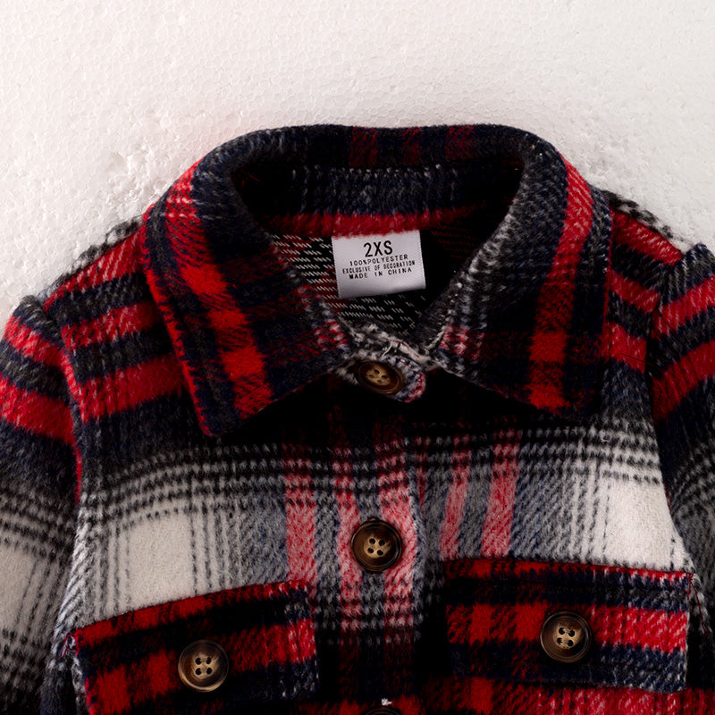 （In Stock L30-1-3）Mommy and Me Fall Red and Black Plaid Coat