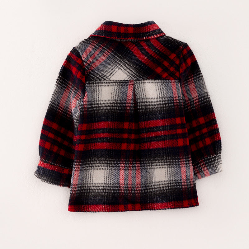 （In Stock L30-1-3）Mommy and Me Fall Red and Black Plaid Coat