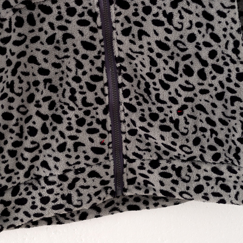 （In Stock L16-2-2）Adults Fall Grey Leopard Print Hoodie