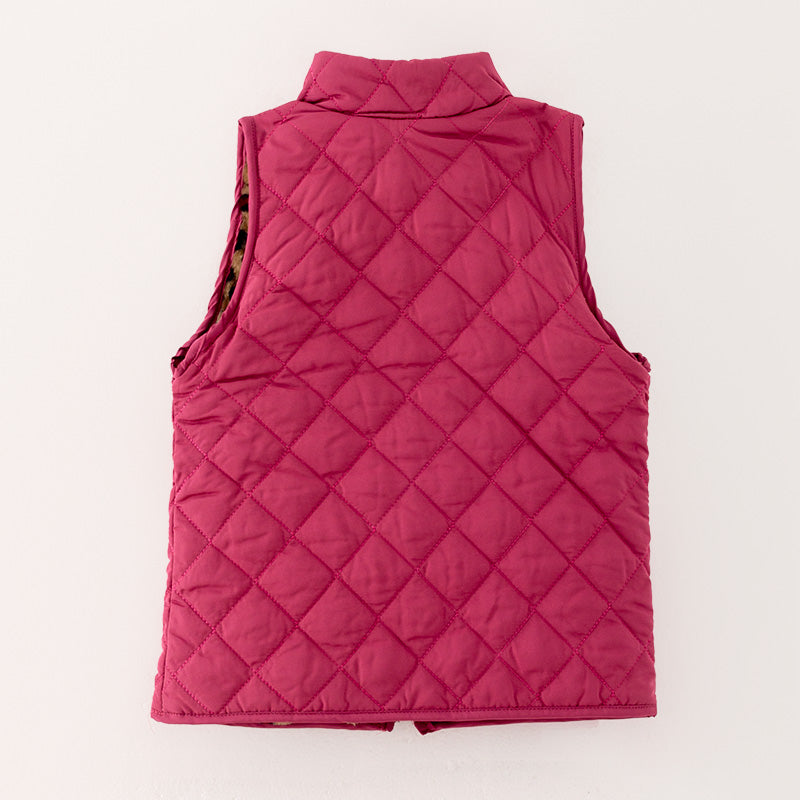 （In Stock L16-1-2）Girls Fall and Winter Fuchsia Reversible Vest