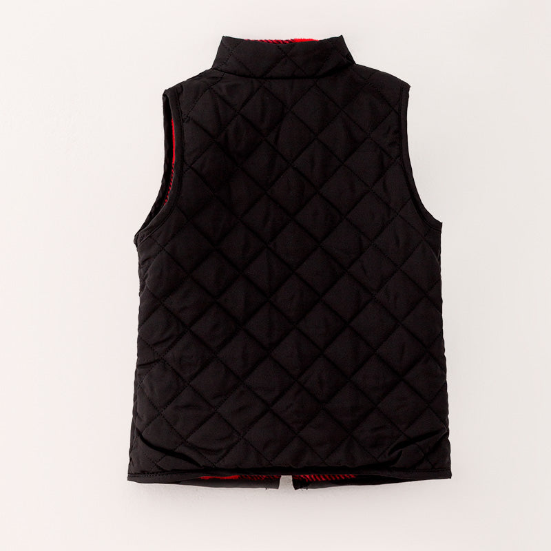 （In Stock L16-3-1 L16-1-1）Mommy and Me Black Reversible Vest