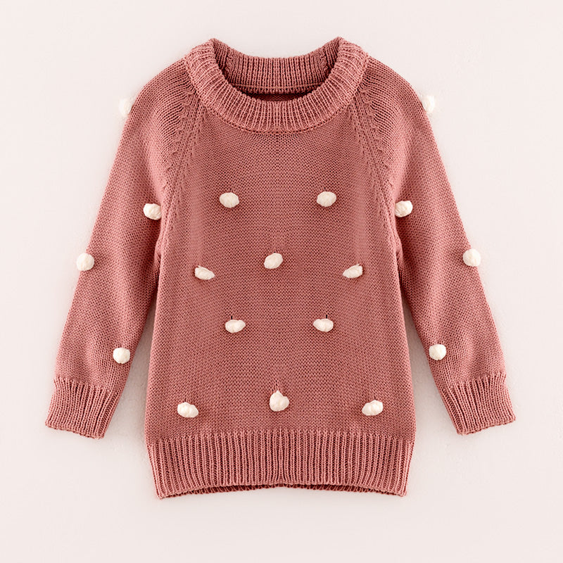 （In Stock L17-5-1）Girls Fall and Winter Smoky Pink Sweater