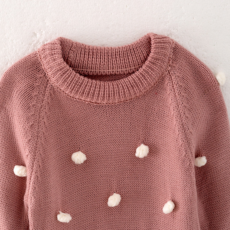 （In Stock L17-5-1）Girls Fall and Winter Smoky Pink Sweater