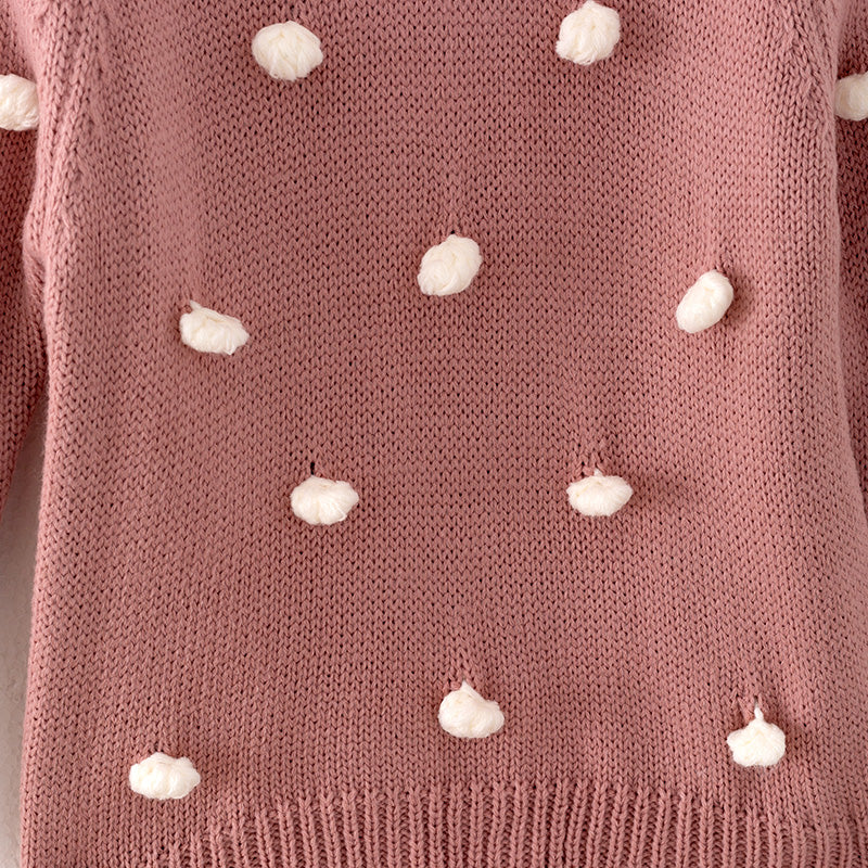 （In Stock L17-5-1）Girls Fall and Winter Smoky Pink Sweater