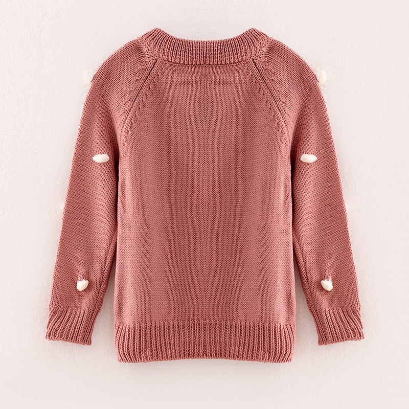 （In Stock L17-5-1）Girls Fall and Winter Smoky Pink Sweater