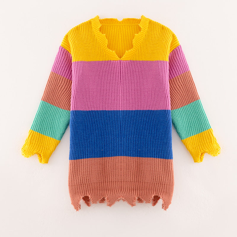 （In Stock L18-2-1）Adults Fall Color Contrast Sweater