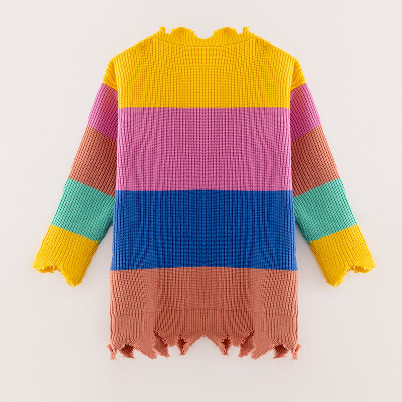 （In Stock L18-2-1）Adults Fall Color Contrast Sweater