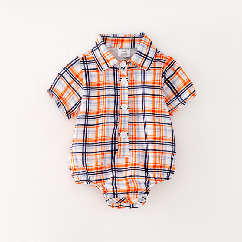 （In Stock G24-04-01）Baby Boys Summer Plaid Romper