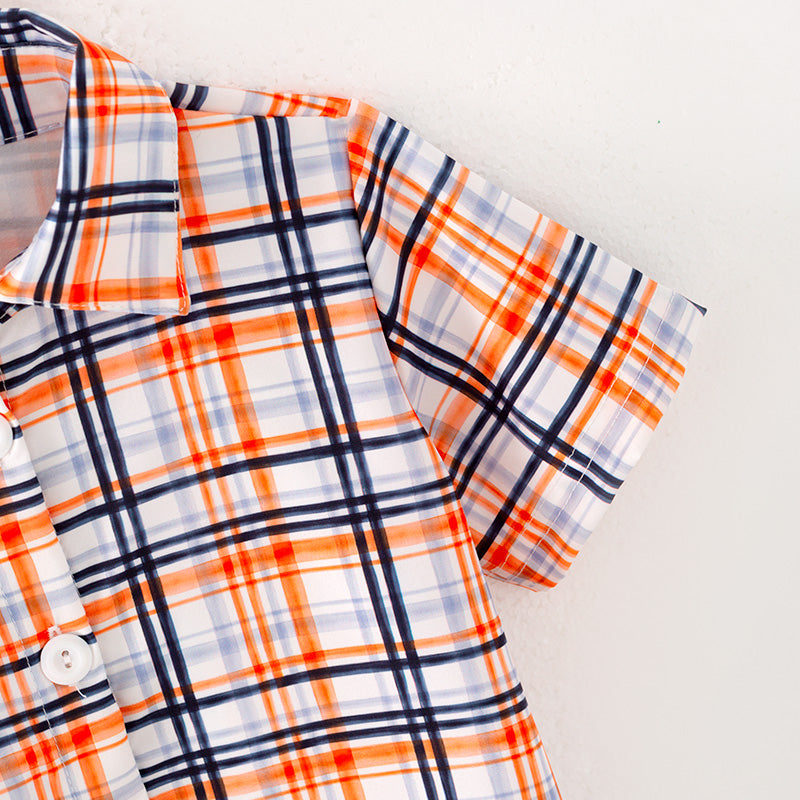 (In Stock G24-04-01)Boys Summer Plaid Shirt