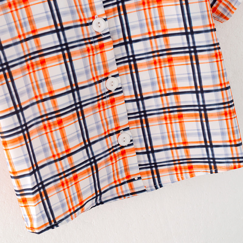 (In Stock G24-04-01)Boys Summer Plaid Shirt