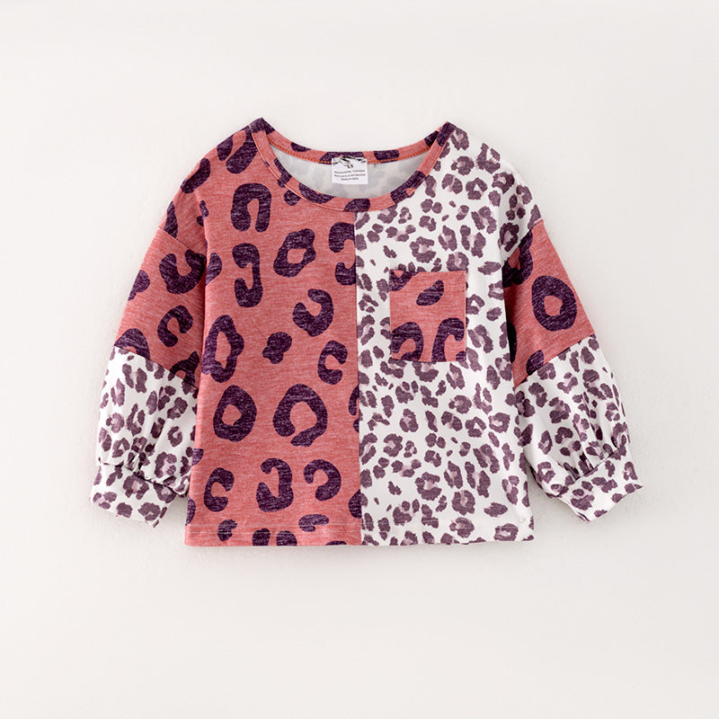 (In Stock G25-04-02 G25-04-01)Mommy & Me Pink Leopard Print T-shirt