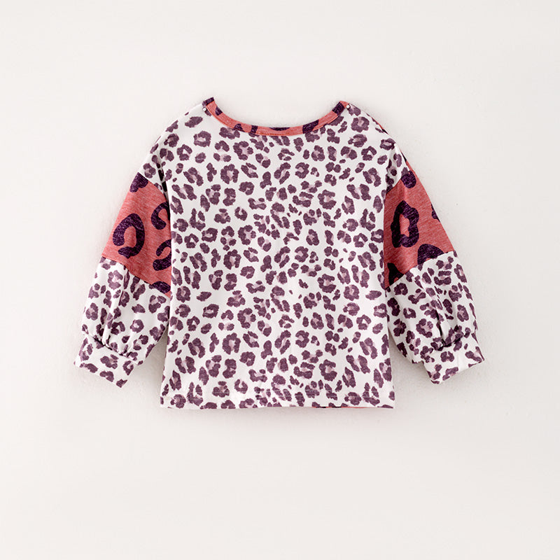 (In Stock G25-04-02 G25-04-01)Mommy & Me Pink Leopard Print T-shirt