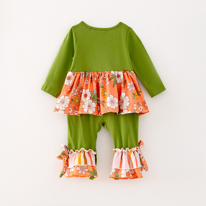 （In Stock G32-04-03）Baby Girls Floral Print Ruffled Romper