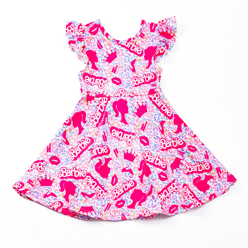 Girls Pink Barbie Twirl Dress