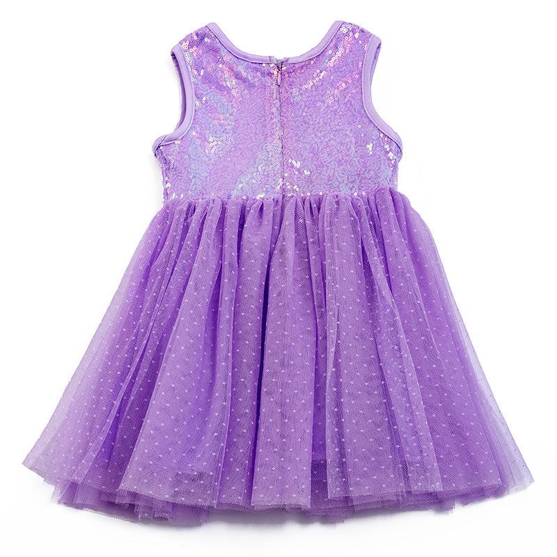 Girls Lavender Sequins Tulle Dress
