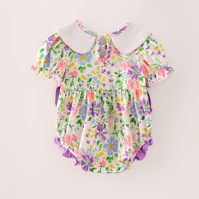 （In Stock A3-5-1）Baby Girls Easter Bunny Embroidery Romper