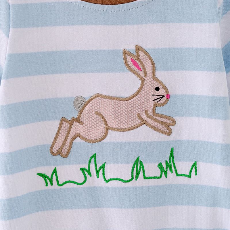 （In Stock A3-3-1）Baby Boys Easter Bunny Applique Cotton Romper