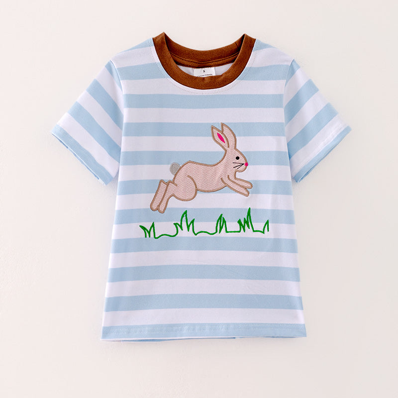 （In Stock A3-4-2）Boys Easter Bunny Applique Cotton Top