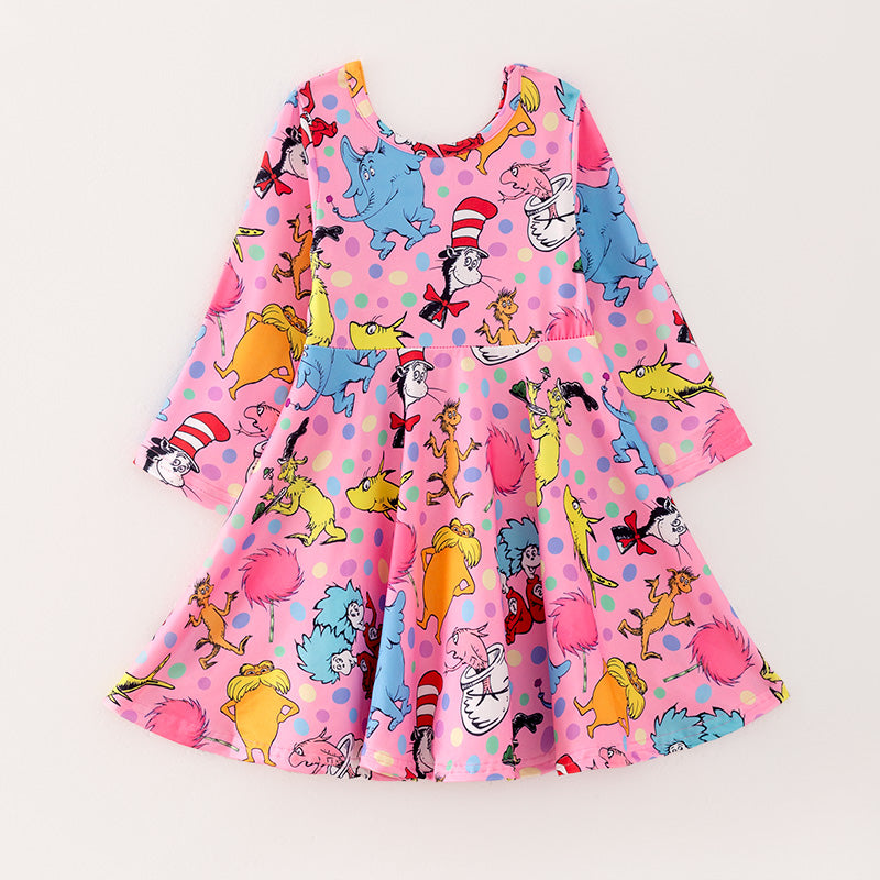 （In Stock E30-3-2）Girls Spring and Summer DR SEUSS Print Dress