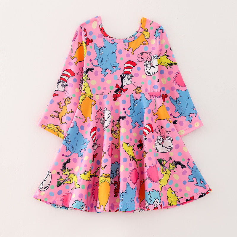 （In Stock E30-3-2）Girls Spring and Summer DR SEUSS Print Dress