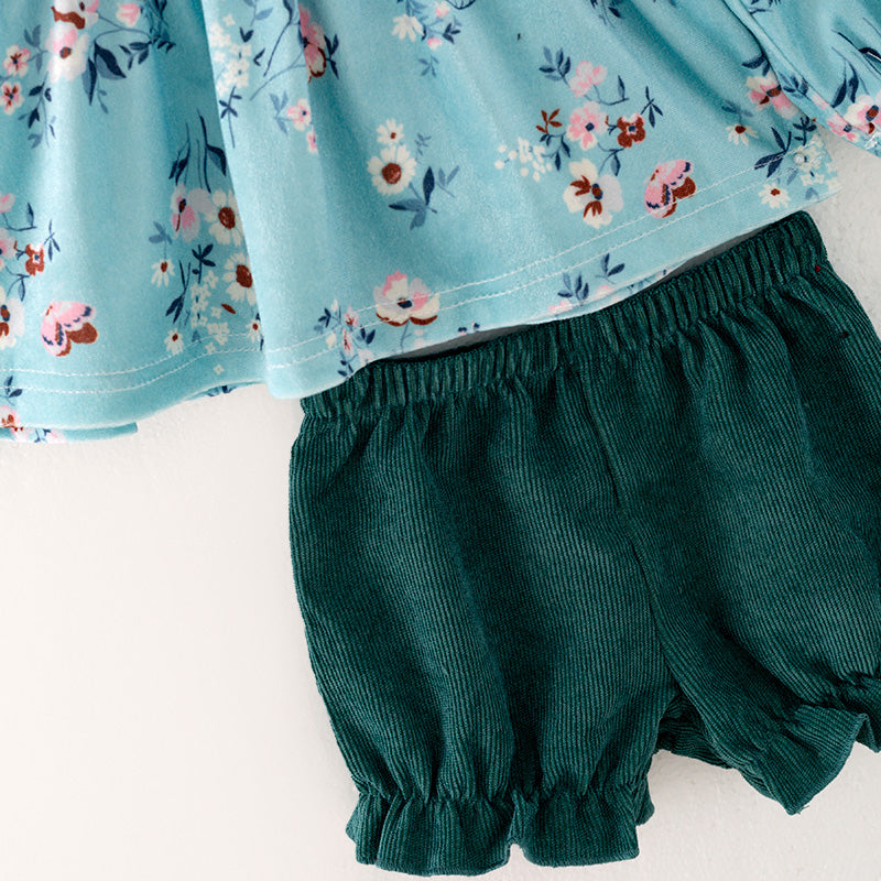 （In Stock G32-04-02）Baby Girls Mint Floral Print Romper